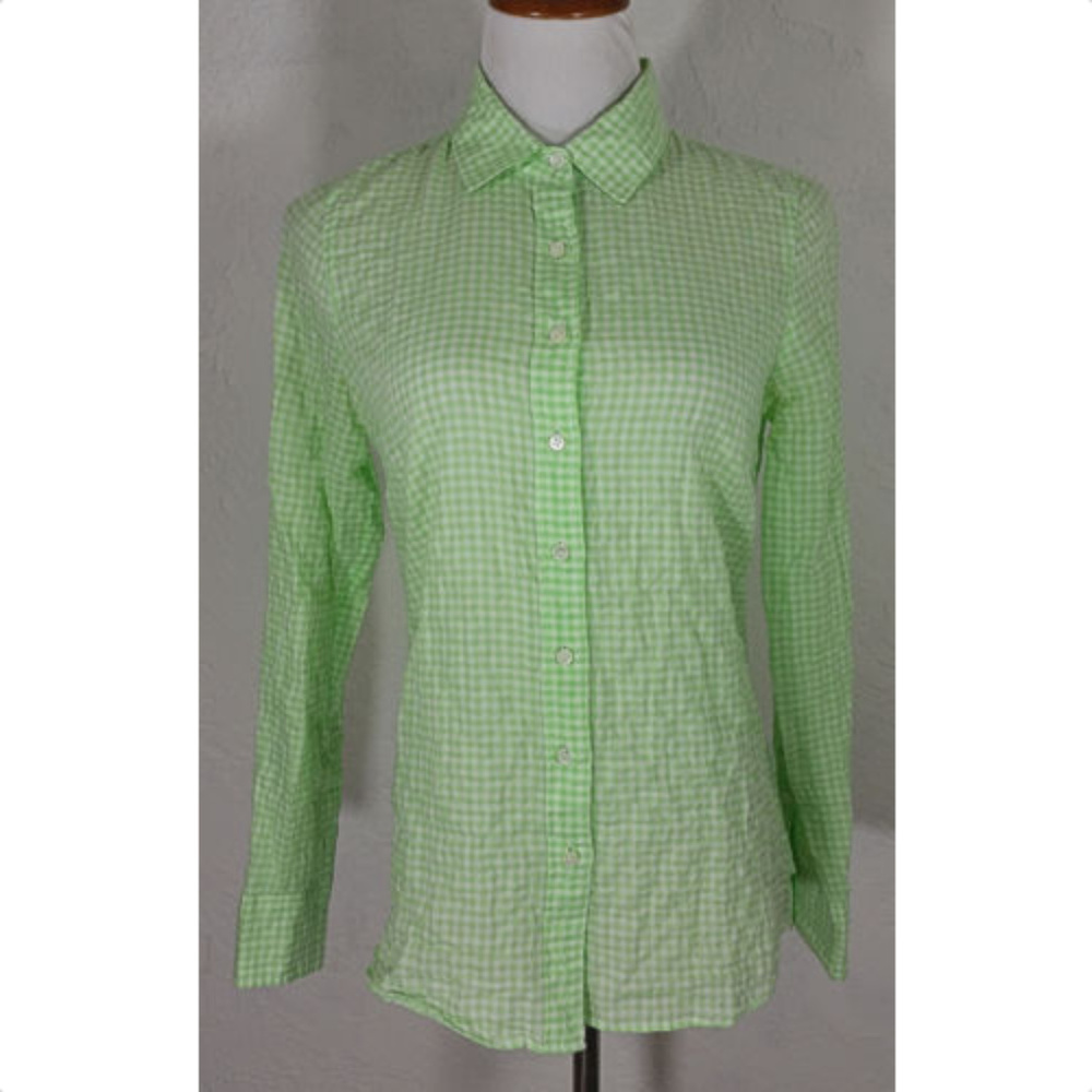 J Crew Button Down Top Size 0 Perfect Shirt Green